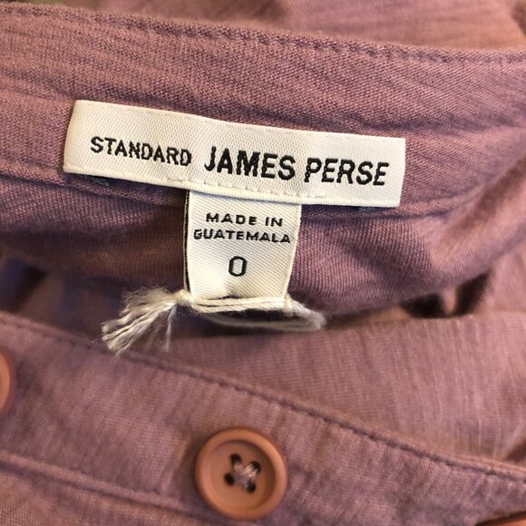 JAMES PERSE HENLEY SLUB JERSEY LONG SLEEVE TOP LAVENDER 0 XS NWT - Picture 7 of 11